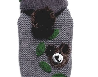 SALE - Girth 12 " - neck 8 " - length 11 " -pet jumper-dog jumper-pet sweater-warm pet jumper-handknit pet sweater- knitted pet hoodie-panda