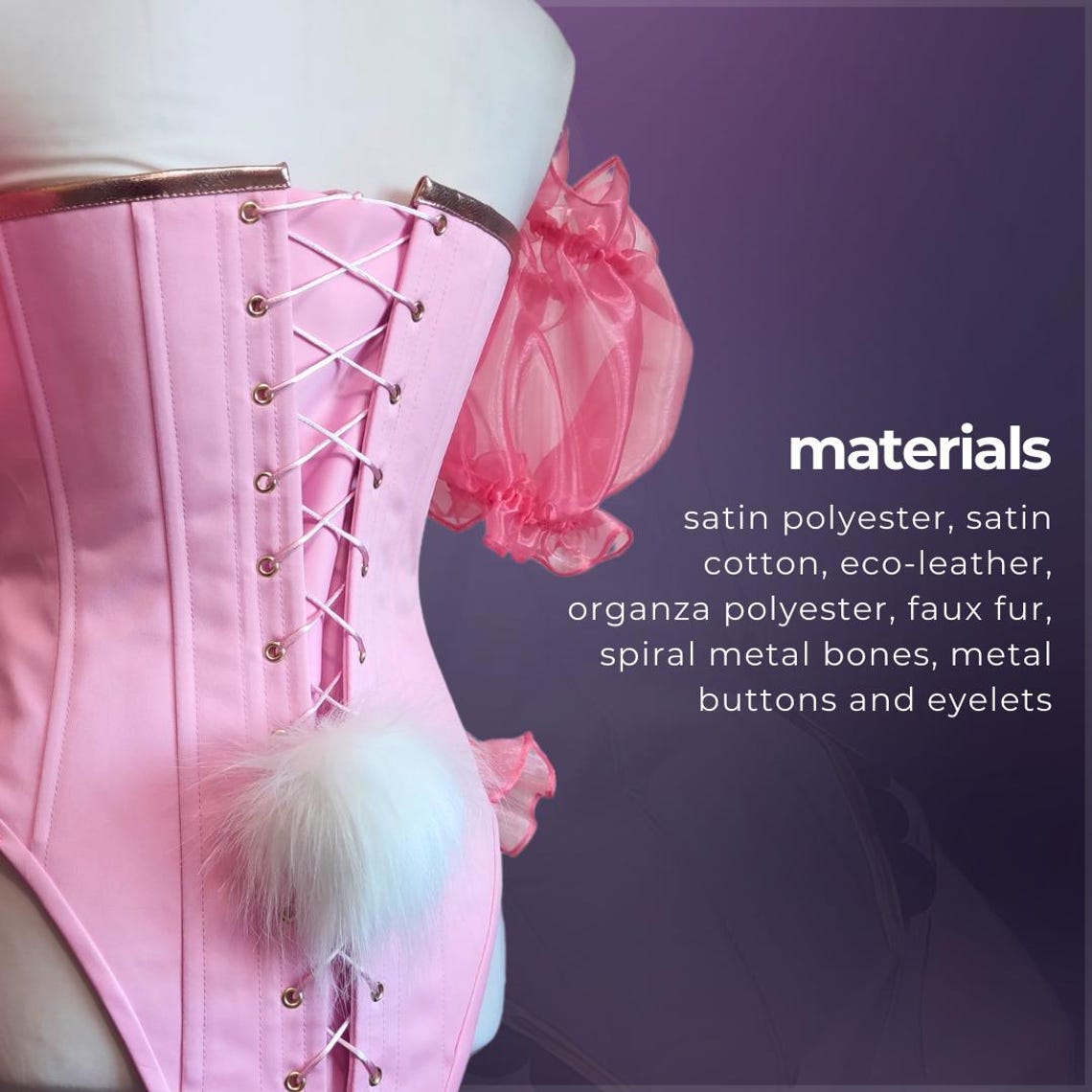 Pink Bunny Cosplay Suit: Eco-leather Corset, Ears & Tail - Etsy