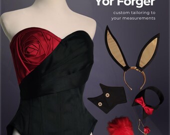 Yor Forger Bunny Suit Cosplay: Red & Black Bodysuit Costume