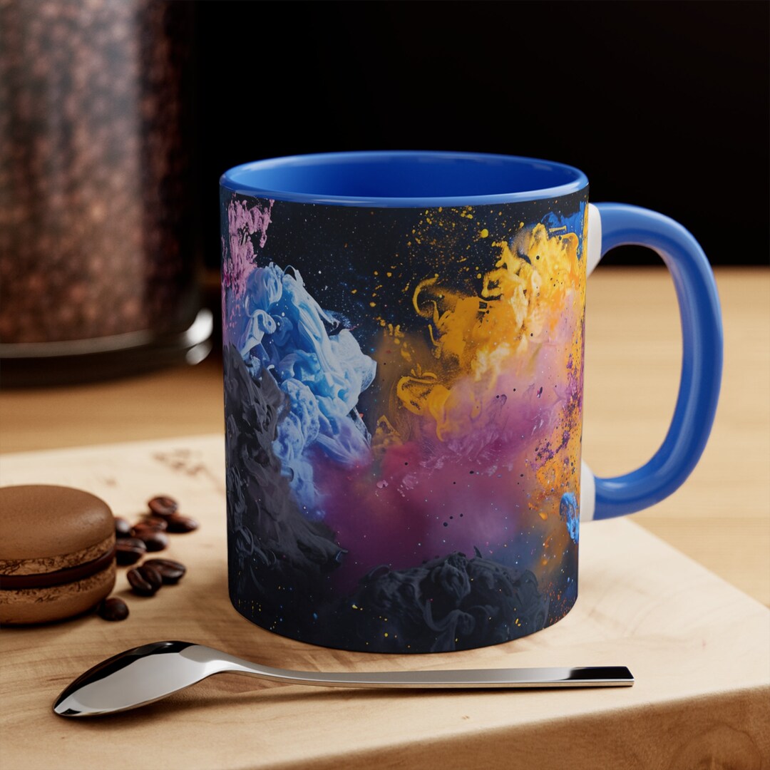 Explosion Mug Cosmic Paint Explosion Space-themed Art Mug, Vibrant Design Coffee Cup ...