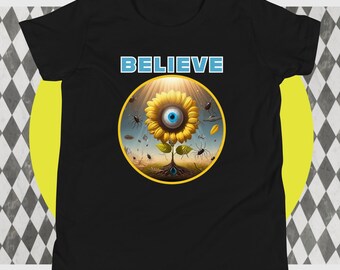 Chemise unisexe pour adolescent T-shirts avec créatures extraterrestres graphiques cool hauts T-shirts science-fiction UFO Believe T-shirts graphiques pour adolescent gamer Alien hauts UFO