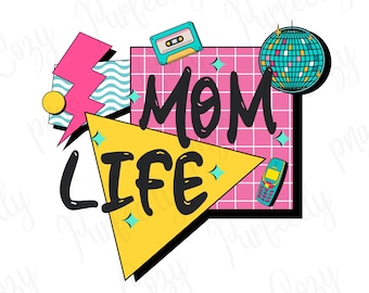 Mom life png, ontwerp moederleven, jaren 90 moeder, retro moeder, jaren 90 kunst, jaren 90 png, sublimatie, digitale kunst, T-shirtideeën, shirt png, png-ontwerpen, diy