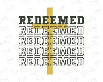 Redeemed png, Christian design, Christian png, religious, church design, Christian clipart, digital art, dtf, sublimation, heat transfer,