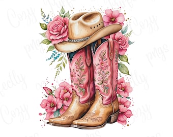 Cowgirl boots png, png boots. PNG designs, instant download png, cowboy boots, cowgirl boots, country boots, boots and flowers, floral boots
