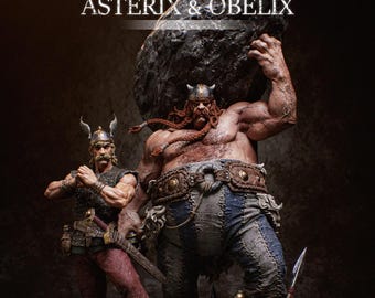 Miniatures of Asterix, Obelix and Dogmatix - Hyper-Realistic 3D Printed Resin Figure Kit, Unpainted and Unassembled - Fan Art