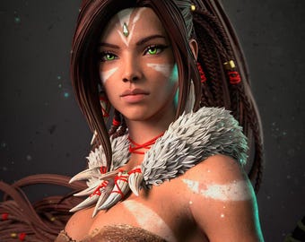 Busto Nidalee – La Cazadora Salvaje de League of Legends - LoL - Resina Impresión 3D para montar y pintar - Fan Art