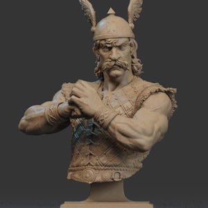 Hiperrealistyczny popiersie Asterixa - Druk 3D z żywicy bez montażu i malowania - Skala 1/6, 1/9 i 1/12 - Fan Art