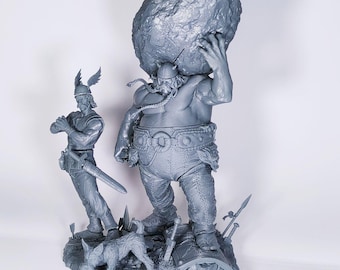 New Version - Hyper-Realistic Asterix, Obelix and Dogmatix Diorama - 3D printed resin figure kit for assembly and painting - Fan Art