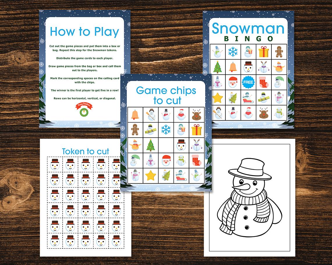 Snowman Bingo Game – 30 Printable Cards, Kids Winter Activity (PDF) - Etsy
