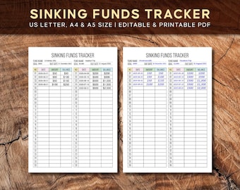 Editable Sinking Funds Tracker | Budget & Savings Goal Planner | Printable Finance Insert