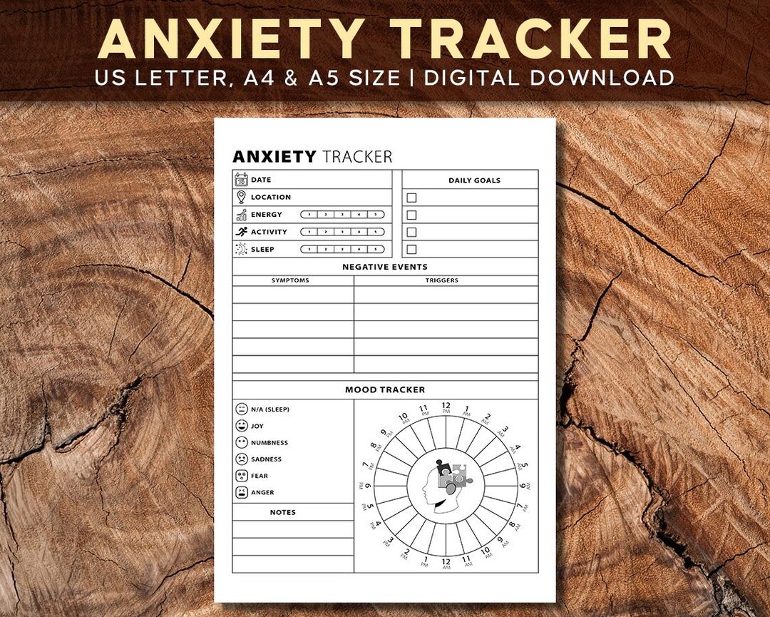 Anxiety Tracker | Printable Mental Health & Stress Log | PDF Download ...