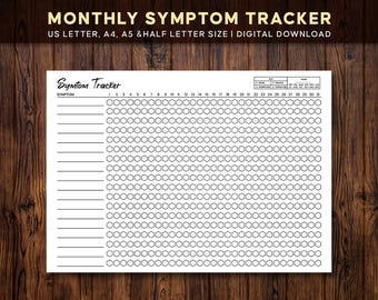 Printable Monthly Symptom Tracker | Health Journal (Digital Download)
