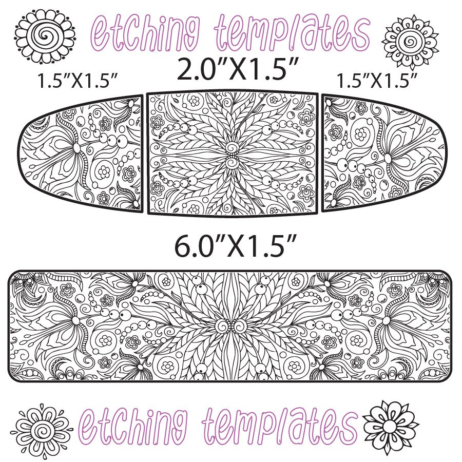 Metal etching Jewelry Pattern Stencil Etching Floral Cuff Etsy