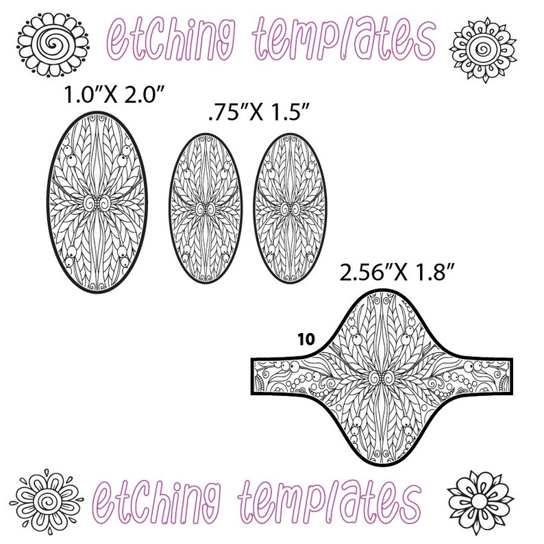 Metal etching Jewelry Pattern Stencil Etching Floral Cuff Etsy