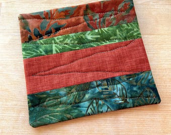 New - Redwood Forest Coaster, Mug Rug, Green & Rust