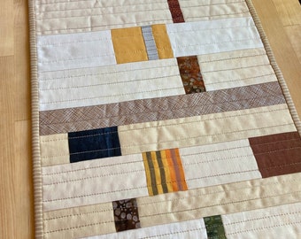 Neutral Quilted Table Runner: Autumn Winter Decor