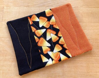 NUEVO - Posavasos para café con forma de maíz dulce para Halloween, negro y naranja, tapete acolchado con retazos