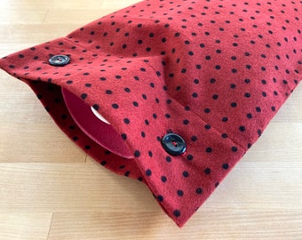 NEW - Red and Black Polka Dot Flannel Hot Water Bottle Cover