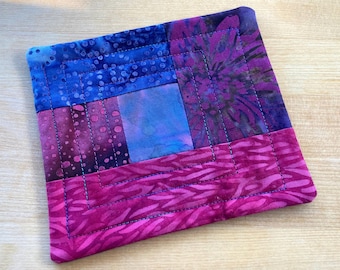 NEW Hot Pink & Purple Patchwork Coaster, Mug Rug