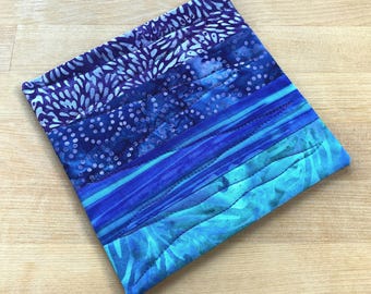 NEW - Blue & Purple Patchwork Coffee Coaster, Mug Rug