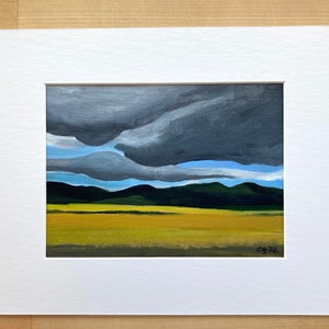 Wyoming Mountains Original Acrylic Painting on Paper, 8.5 x 5.5 Inches
