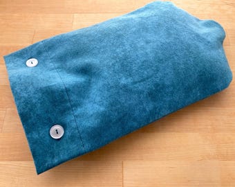 NEW - Aqua Blue Flannel Hot Water Bottle Cover
