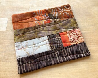 Posavasos de otoño, posavasos naranja y marrón, tapete para taza, mesa de otoño