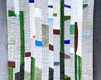 Sea Glass Art Quilt: Coastal Wall Hanging (18 x 24 inches)