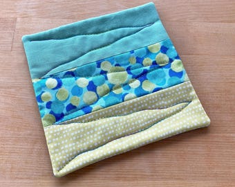 New Green & Polka Dot Coaster, Mug Rug, Coffee Quilt