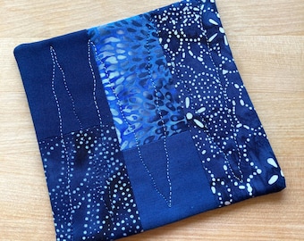 NEW - Indigo Blues Patchwork Coffee Coaster, Mug Rug