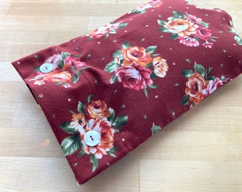 NEW - Red Floral Flannel Hot Water Bottle Cover