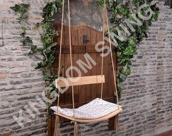 Tree Swing - Wood Swing - Outdoor Swing - Backyard Swing - Rope Swing - Round Swing - Rustic Swing - Backyard Furniture - Adult Swing