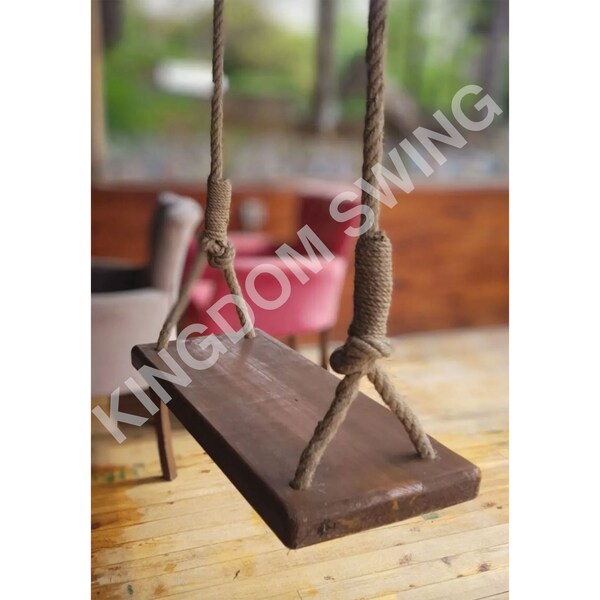 Wood Tree Swing - Backyard Furniture - Wooden Seat- Jute Rope Swing - Outdoor Swing - Backyard Swing - Adult Tree Swing - Mothers Day Gift