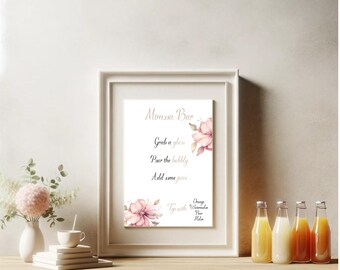 Cartello di benvenuto per brunch e bollicine per addio al nubilato/poster di benvenuto per festa con bottiglia di champagne/cartello di benvenuto per brunch verde salvia WD 227 - Italia