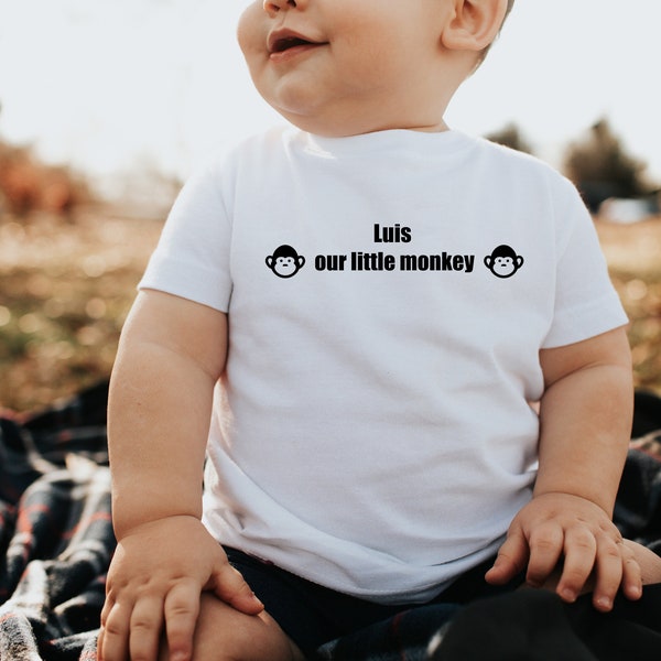 Our little monkey Baby T-Shirt Neugeborenen-Outfits personalisiert Baby Geburtstagskind Geschenk Mama Papa Storch Einzigartig Lustig Süß