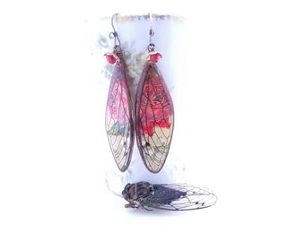 Cicada Wings and Roses Earrings