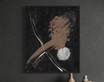 Minimalist Abstract Art Black Brown Wall Art Print