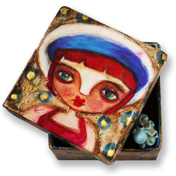 Jewelry box,hand-painted, saucy red headed sailior girl