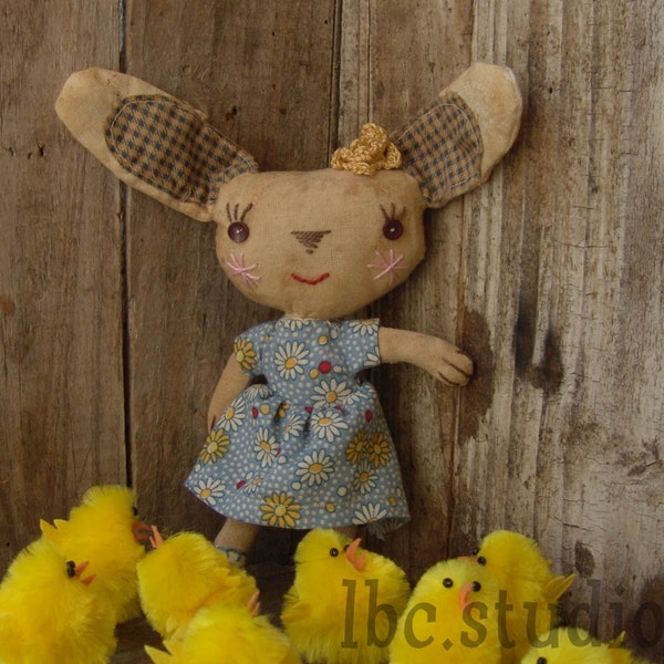 Pauline Bunny, Primitive cloth doll, small