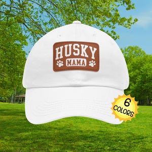 HUSKY MAMA BALLCAP with Patch, Women&#39;s Sporty Varsity Letter Baseball Cap, Siberian, Malamute Gift for Mothers Day, Christmas, Birthday