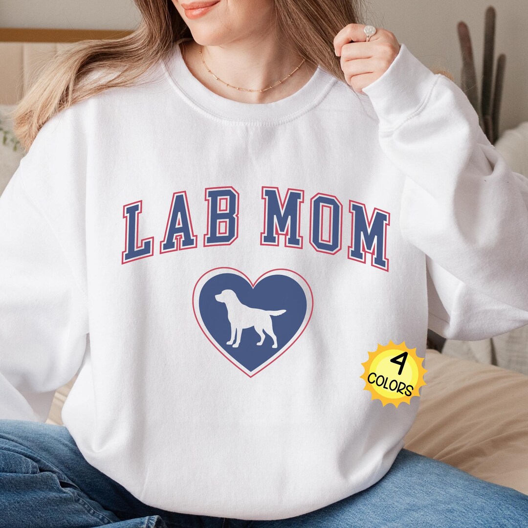 LAB MOM SWEATSHIRT, Varsity Letter Red White and Blue Crewneck ...
