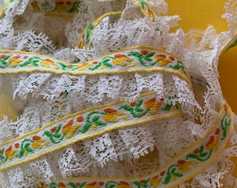 Vintage Embroidered Lace Trim For Sewing Projects, Dresses, Clothing and Home  Decor