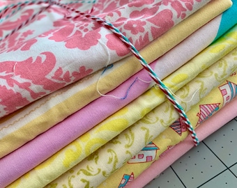 REDUCED - Bundle Freespirit Cotton Fabric  Pink Yellow Summer Prints 7 yards +