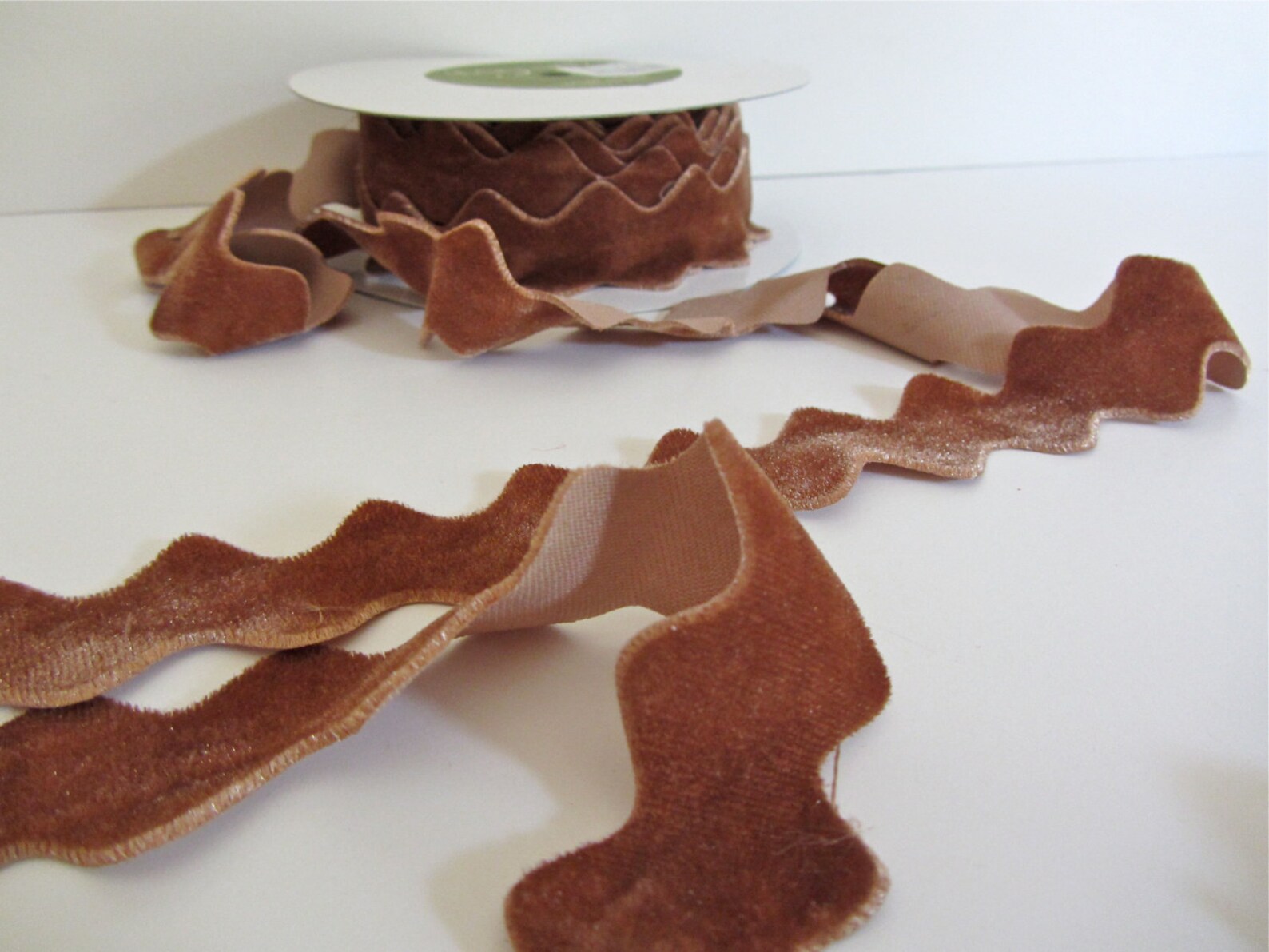 Brown Velvet Ric Rac Trim Ribbon May Arts Etsy