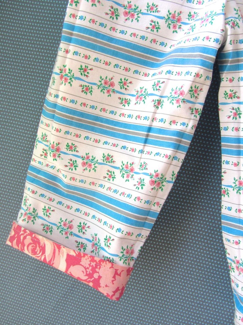SALE Toddler Girls Cotton Reversible Spring Summer Pants size 18 months New and Vintage Fabric