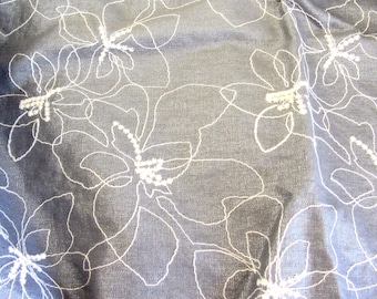 Stenzo Fabric From Europe Embroidered  Satin Cotton 1 yard