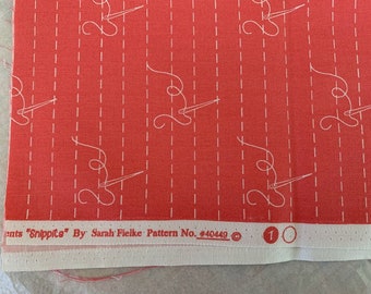 Windam Fabrics Snippets by Sarah Fielke 3/4 yard Script Design in Coral   Script Fabric