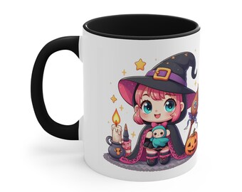 Es una niña, taza de revelación de género, regalo para mamá, regalo para papá, bruja, encantada, hechicera, halloween