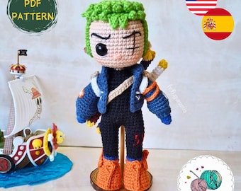 Schema spadaccino pirata PDF Amigurumi inglese/spagnolo - File digitale