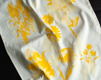 Tea Towel - Cotton - Sunshine Yellow WildFlower - Screen Printed  Illustration - Inspired by Modern Design - Victrola Design